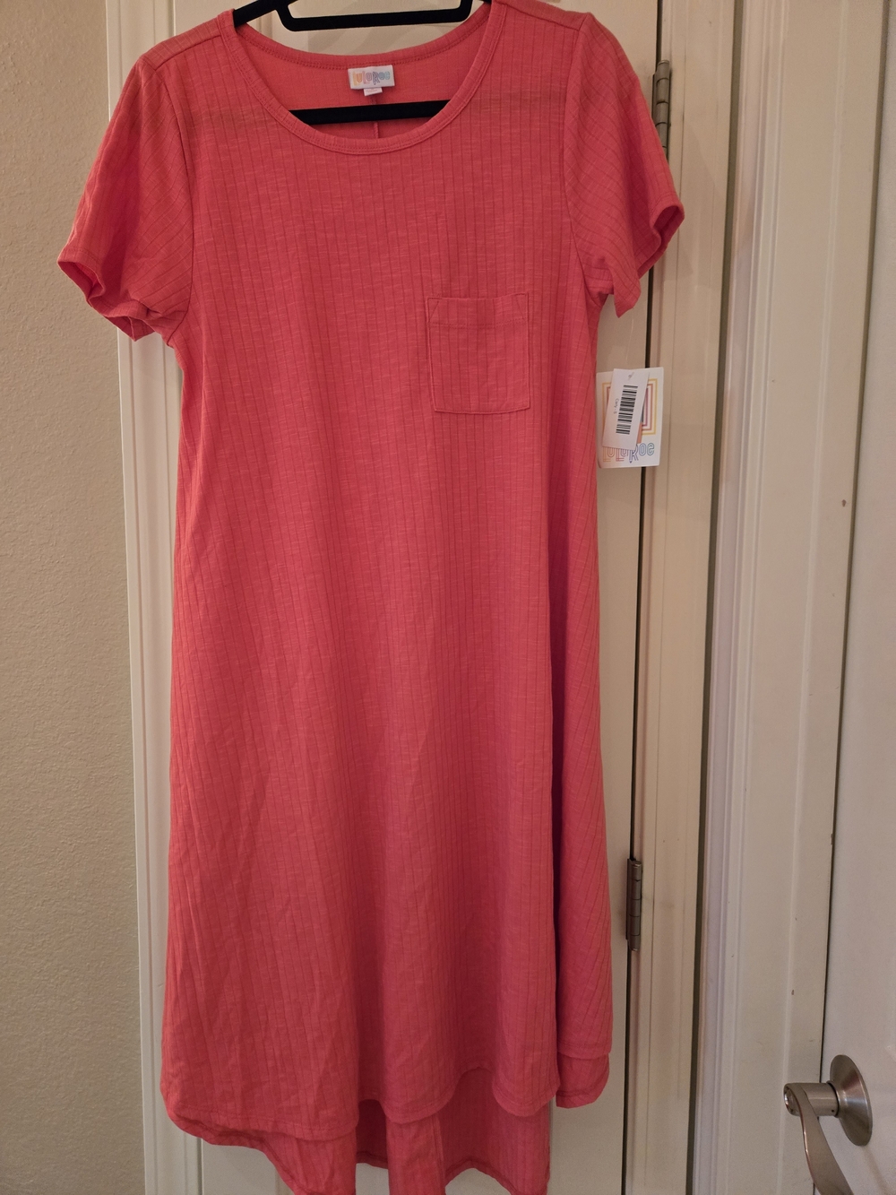 LuLaRoe Coral Carly Ribbed Short Sleeve Dress